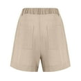 thumbnail image 4 of Hienoo Women's Linen Flat Front Shorts Solid Color Casual Workwear Shorts, Sizes S-XXL, 4 of 4