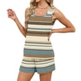 thumbnail image 5 of BOMYJESK Summer Sets for Women Casual Sleeveless Tank Top Lightweight Matching Striped Print Shorts Sets Trendy Plus Size Elastic Waisted Beach Vacation Resort with Pocket Spring Brown M, 5 of 8