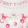 thumbnail image 5 of First Tooth 1st Birthday Party Decorations for Girls - Pink Birthday Supplies with Glitter First Tooth Banners Cake & Cupcake Toppers and Teeth Foil Balloons for Kids One Year Old Dental Decor, 5 of 6