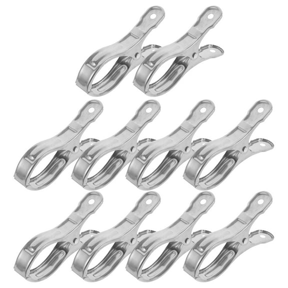 FRCOLOR 10pcs Clothes Clips Stainless Steel Clamps Large Quilt Clips with Magnetic