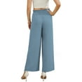 thumbnail image 3 of Uvplove Women High Waisted Palazzo Pants Wide Leg Casual Flowy Tie Knot Trousers with Pockets misty blue-l, 3 of 6