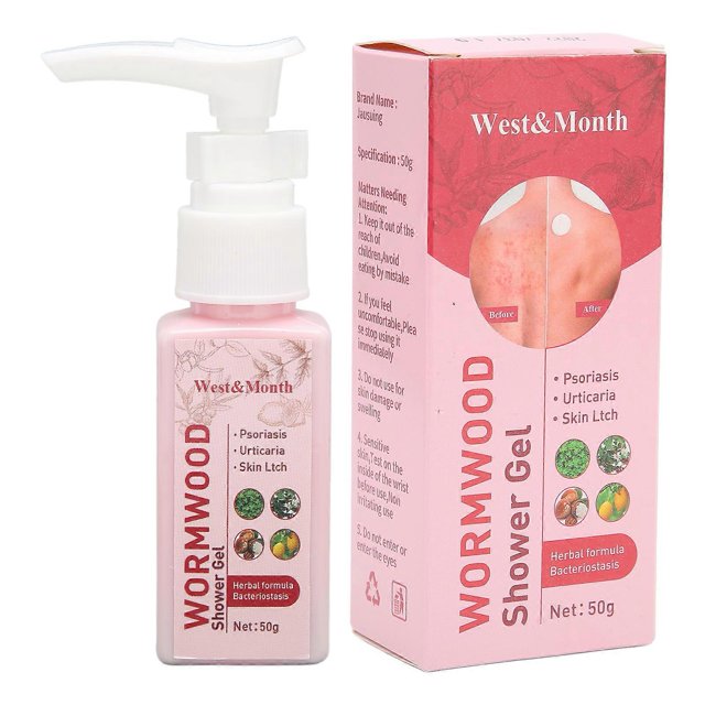 Gel douche antibactérien 50 g, anti-démangeaisons, nettoyant en profondeur, hydratant, à l'absinthe, pour éliminer les squames et les démangeaisons.
