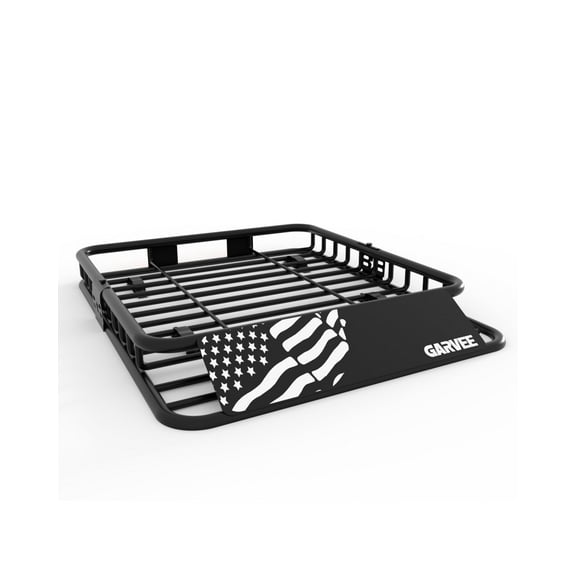 Mescukay American Flag 46"x 36"x 5" Roof Rack Carrier Basket, 200 lbs Rooftop Cargo Rack with Extension Luggage Holder Basket Heavy Duty for SUVs, Trucks, Vehicles