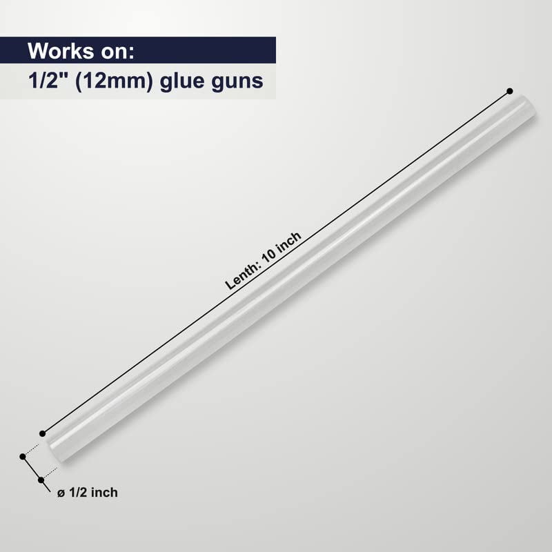 ASA Hot Melt Glue Sticks, 1/2" x 10", All-Purpose, Strong Bond, 10 lb (193 Sticks)