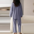 thumbnail image 6 of FAIWAD Lounge Pajamas Set for Women Spring Summer Long Sleeved Tops and Wide Leg Slacks Comfy Loungewear Set, 6 of 6