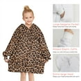 thumbnail image 6 of Brown and Black Leopard Print Blanket Hoodies for Kids 6-13YR Oversize Wearable Blanket Hoodies for Boys Girls Teens, 6 of 7