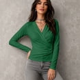 thumbnail image 6 of Wrap Tops for Women Long Sleeve V Neck Crossover Shirts Fall Going Out Outfits Dressy Casual Top L, 6 of 6