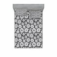 thumbnail image 2 of Floral Bedding Set with Sheet & Covers, White Sketchy Hand Drawn Gardening Plants Big Dandelions Flowers Leaves Print, Printed Bedroom Decor 2 Shams, 4 Sizes, Black and White, by Ambesonne, 2 of 3
