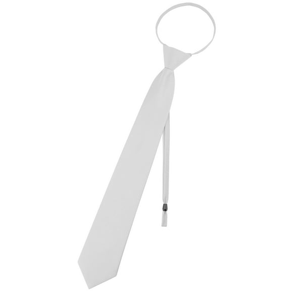 Vesuvio Napoli PreTied Men's Necktie Solid SILVER GRAY Mens Zipper Neck Tie