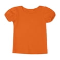 thumbnail image 3 of Hansber Toddler Girls Short Puff Sleeve Tee Blouse Little Kids Cotton Solid Color T-shirt Tops Orange 7T, 3 of 5