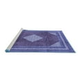 thumbnail image 2 of Ahgly Company Machine Washable Indoor Round Medallion Blue Traditional Area Rugs, 7' Round, 2 of 4