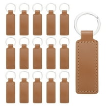 15 Pcs Leather Keychain Blanks Bulk Rectangle Laser Engraving Keychain Leather Key Fob Kit with Key Rings for DIY Supplies Gifts (Brown, 3.7"x1.2")
