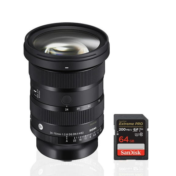 Sigma 24-70MM F2.8 DG DN II ART Lens, L Mount   SanDisk 64GB Extreme Pro SDXC UHS-I Memory Card