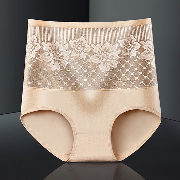 Clearance Under $5 Pitauce Plus Size Underwear for Women Solid Color High Waisted Soft Comfortable Cotton Underpants Embroidery Breathable Stretch Panties