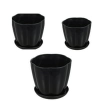 3 Pcs Plastic Plant Pots 3 Sizes Flower Pots Flower Planter with Drainage and Saucers Black Nursery Planters for Houseplants,4 inch/5 inch/ 6 inch