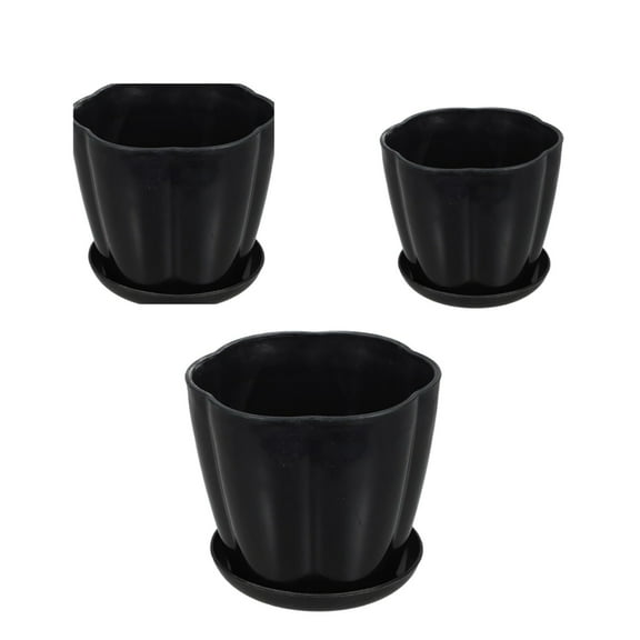 3 Pcs Plastic Plant Pots 3 Sizes Flower Pots Flower Planter with Drainage and Saucers Black Nursery Planters for Houseplants,4 inch/5 inch/ 6 inch