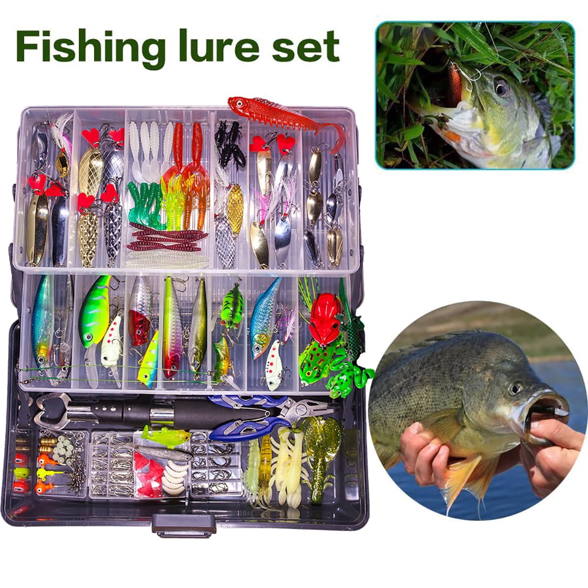 Fishing Lures Freshwater Bait Tackle Kit.crankbaits  Soft Jigs Spoons And More Gear Set.suitable For Bass Trout Salmon.