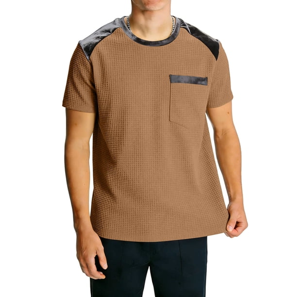 Camisas de Manga Corta para Hombres Casual Slim Fit Cuello Redondo Bottoming T Shirt Blusa de Verano