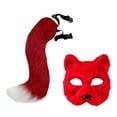 thumbnail image 4 of Conjunto de accesorios para disfraces de animales: máscara de gato sintética con cola, traje peludo y accesorios para cosplay. Rojo, 4 of 9