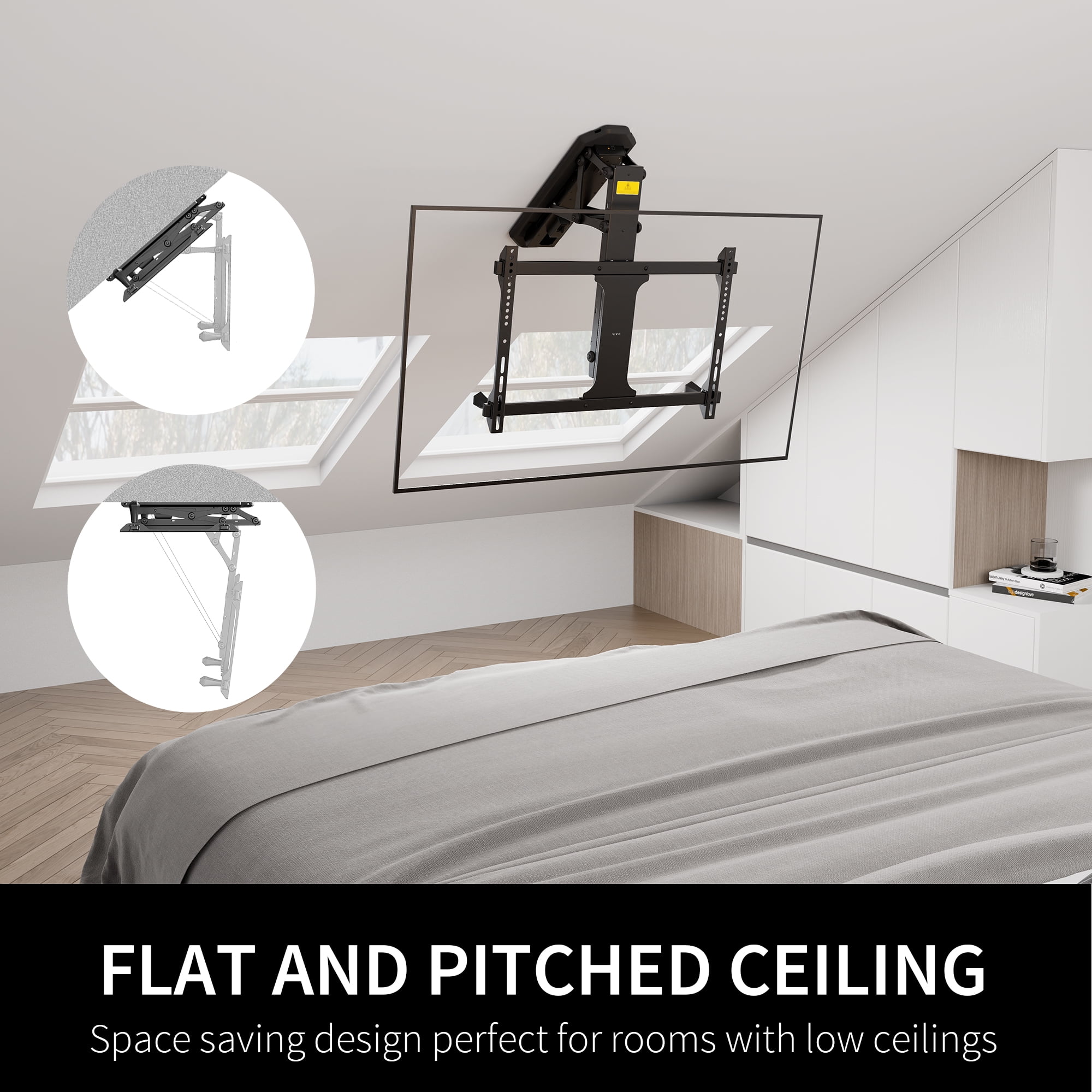 Electric Motorized Flip Down Pitched Roof Ceiling TV Mount for 32" to 70" Screen