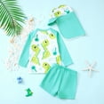 thumbnail image 7 of Hienoo Boys 3Pcs Swimsuit Dinosaur Print Long Sleeve Zipper Rash Guard & Swim Trunks & Swim Hat, Sizes 3M-3T, 7 of 7