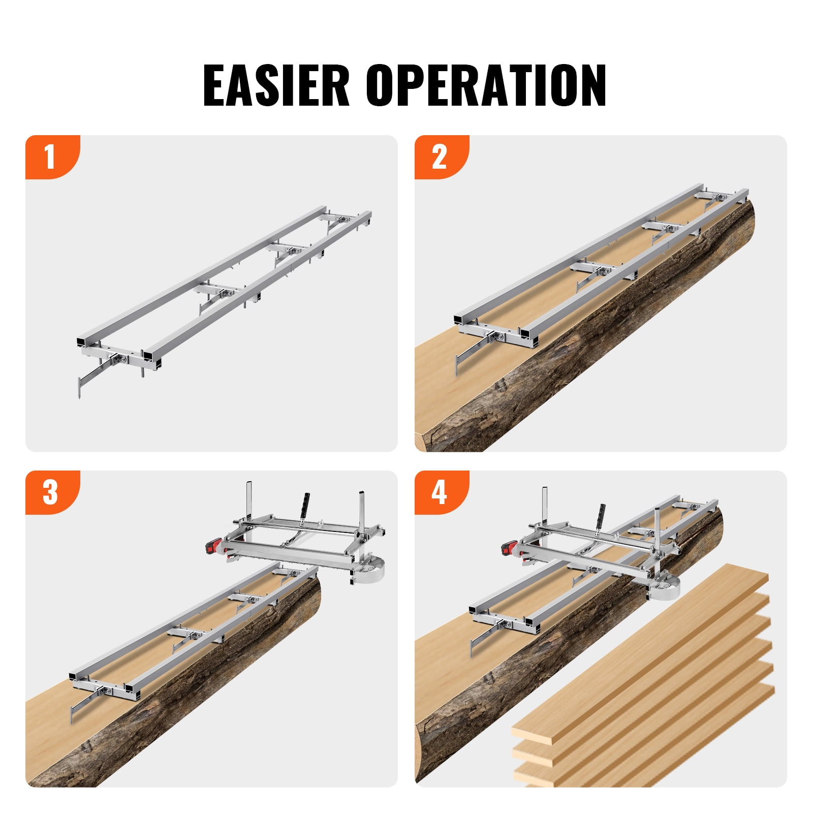 KFFKFF Chainsaw Milling Rail Guide Rail Mill Guide System 4 Crossbar Kits 9 ft