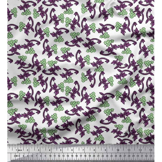 Soimoi Rayon Fabric Leaves & Floral Block Print Sewing Fabric Yard 42 Inch Wide