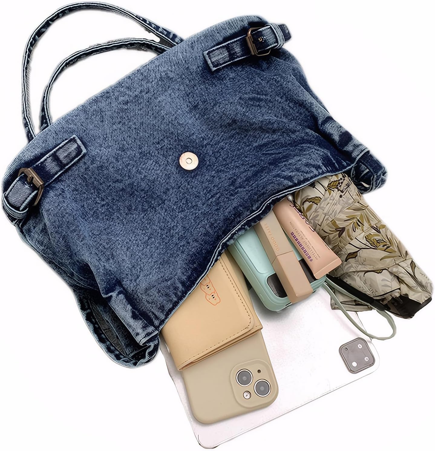 Denim Crossbody Bag for Women，Jean Messenger Purse Shoulder with Adjustable Strap