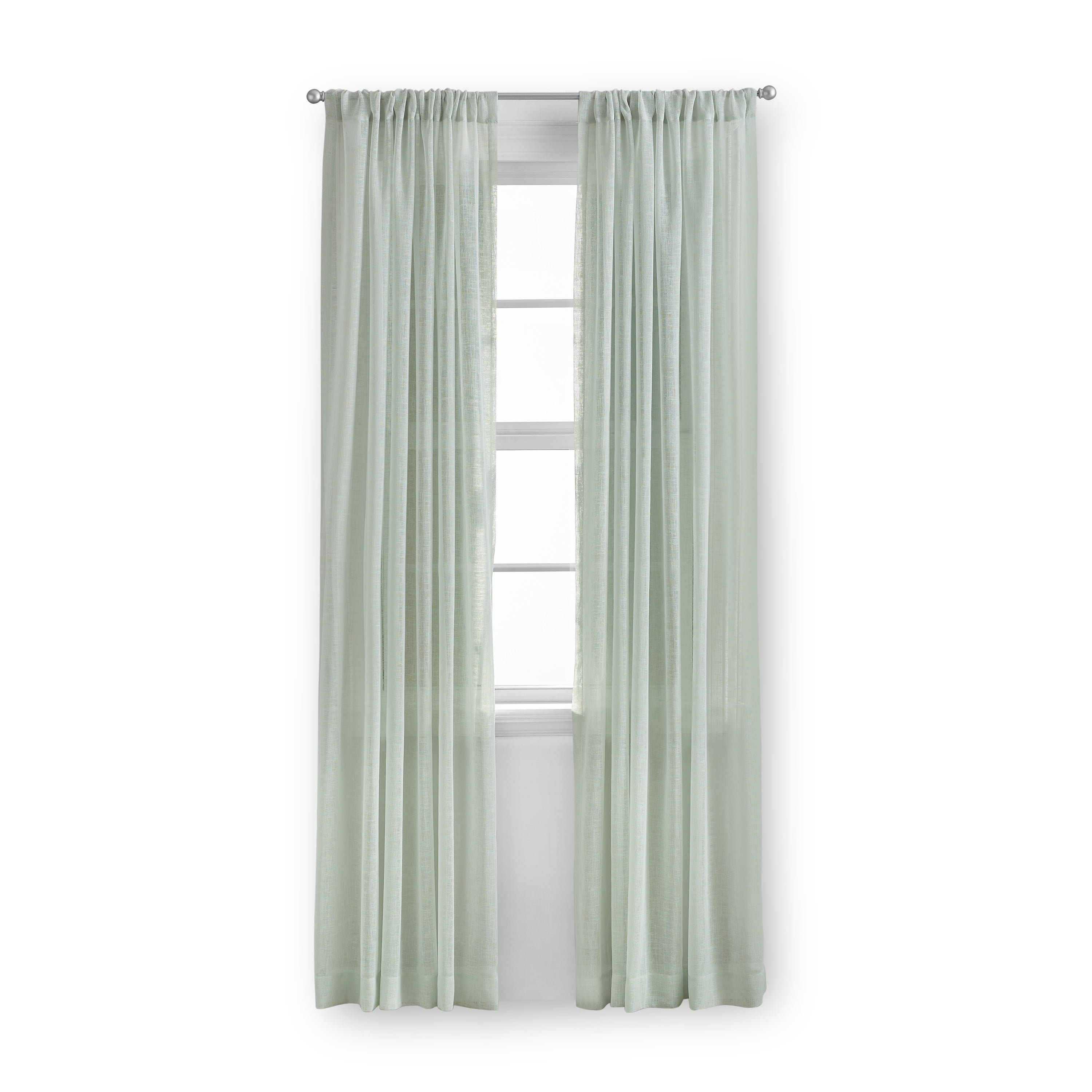 Mainstays Bel Air Sheer Single Curtain Panel, Mint, 50 in x 63 in