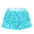 thumbnail image 5 of Niños Niñas lentejuelas brillantes volantes escalonados falda pantalones cortos cintura elástica metálica Culottes danza Jazz disfraz de escenario actuación, 5 of 5