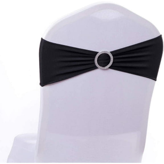 50 Pack Black Spandex Chair Straps, Wedding/Party Chair Decoration Covers
