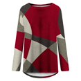 thumbnail image 4 of Long Sleeve Shirts for Women Dressy Casual Crew Neck Hem Flowy Tops Color Block Geometry Printed Oversized Loose Tunic Shirts Graphic Tees for Spring Fall #B06-Orange S, 4 of 5
