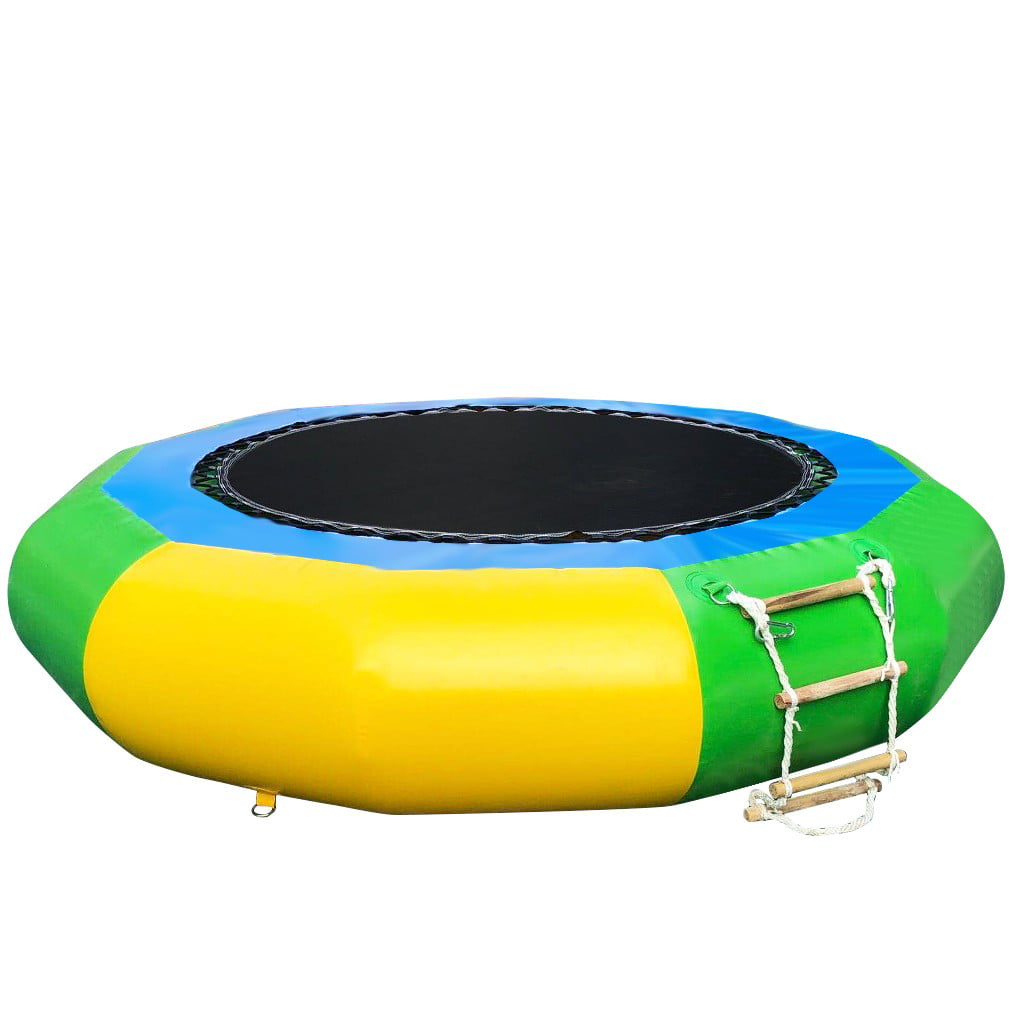 10Ft Inflatable Water Bounce Water Trampoline Platform Jump Floated+Ladder 
