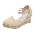 thumbnail image 1 of Sandales Compensées Respirantes Antidérapantes à Bande Élastique Bout Rond Confortables pour Femmes Été B, 1 of 9