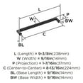 thumbnail image 5 of Amerock Balata 8-13/16 inch (224mm) Center-to-Center Matte Black Cabinet Pull, 5 of 6
