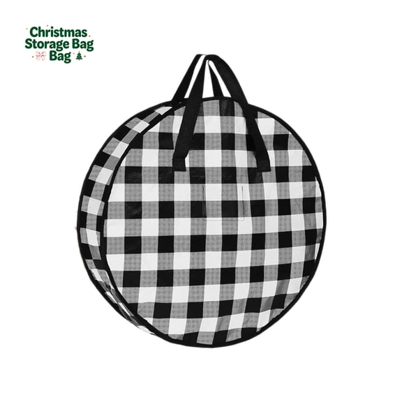 24 inch Christmas Wreath Storage Bag, Heavy Duty Organizer with Durable Handles, Dustproof Plastic Bag, Foldable Round Wreaths Storage Container for Holiday Christmas Decorations, White