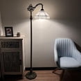 thumbnail image 3 of ENJOY DÉCOR LAMPS 63-Inch 1-Light Tiffany Adjustable LED Floor Lamp with Stained Glass Bowl in White, 3 of 5