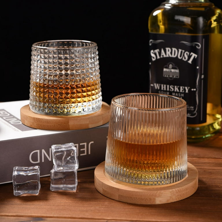 Whiskey Glasses Set of 2, Premium Hand Blown Lead-Free Double Wall Bar Clear