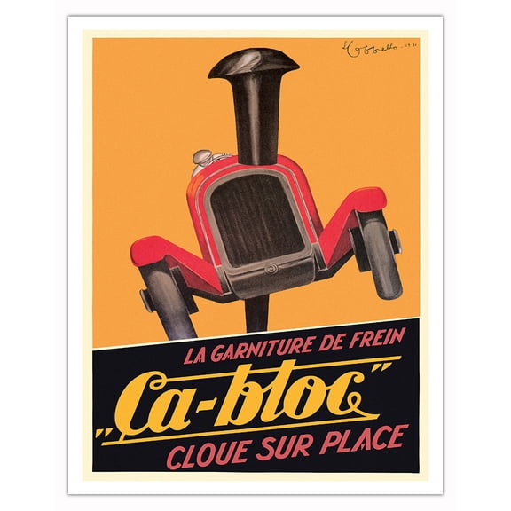 Ca-bloc Automotive Brakes - Vintage French Advertising Poster by Leonetto Cappiello c.1931 - Fine Art Matte Paper Print (Unframed) 11x14in