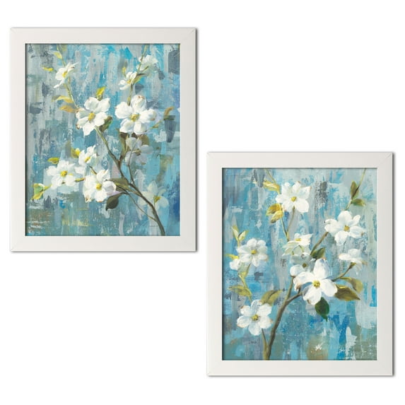 Gango Home Decor Contemporary Graceful Magnolia I & II by Danhui Nai (Ready to Hang); Two 11x14in White Framed Prints