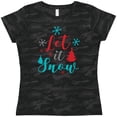 thumbnail image 3 of Inktastic Let It Snow, Snowflakes, Trees, Christmas, Xmas Women's T-Shirt, 3 of 5
