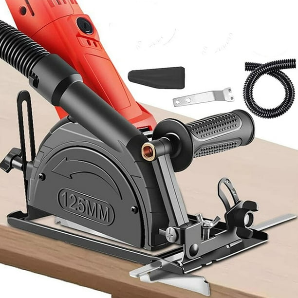 Base para amoladora angular | Ángulo de corte ajustable de 0 a 45° | Compatible con cuchillas de 100 a 125 mm | Profundidad de hasta 40 mm | Mango antideslizante | Regla guía para cortar madera,