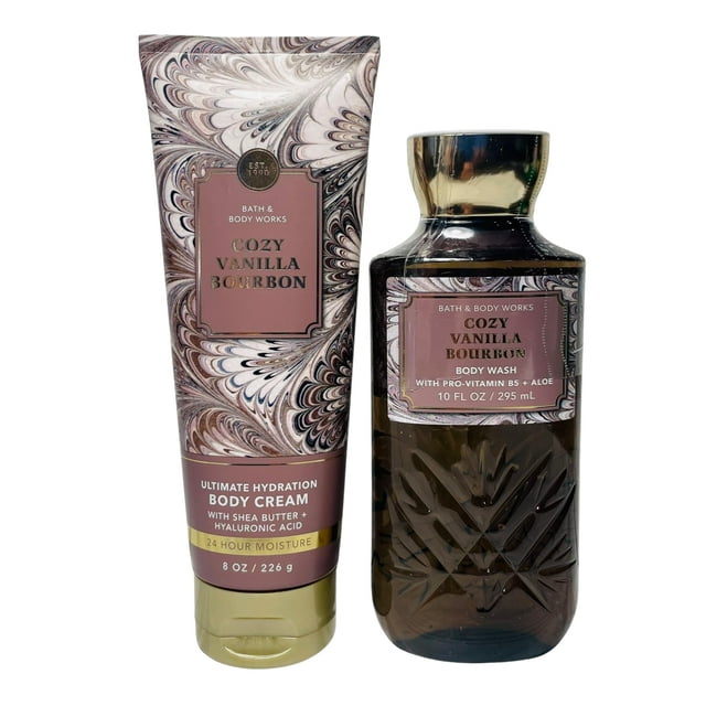 Bath & Body Works Cosy Vanilla Bourbon Ultimate Hydration Crema corporal y gel limpiador corporal, juego de 2 piezas