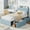 Blue, variant on Eastvita Full Bed Frame with Storage Headboard & 2 Drawers, Boucle Upholstery, Bookcase, Grey
