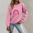 thumbnail image 2 of Crewneck Sweatshirts with Pink Ribbon Printed Women Long Sleeve Tops 2025 Fall Fashion Clothes Winter Pullover Support Cancer Patients (Pink, S), 2 of 4