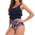 thumbnail image 3 of Xmyrz Womens Bathing Suits Tankinis Double Ruffled Print Comfortable Vacation Conservative Cut Our 2Pc Swimwear Young Adult Swimsuits, 3 of 6