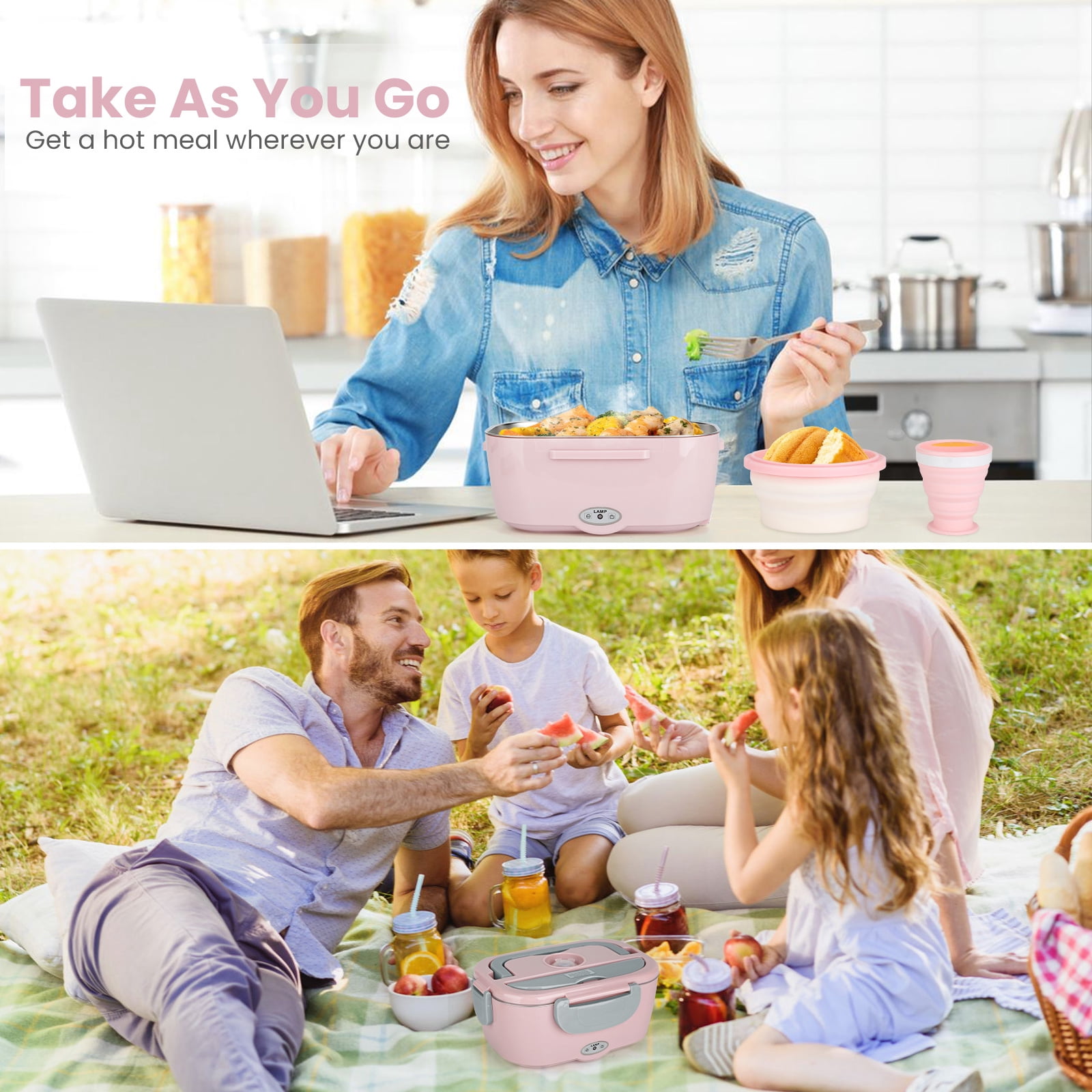 ARC Portable Leak Proof Plastic Stainless Steel Electric Reusable Lunch Box