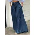 thumbnail image 2 of Chouyatou Women's Casual Tie Knot Denim Pant High Waist Wide Leg Dressy Jean Pants Palazzo Culottes with Pockets, 2 of 3