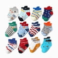 thumbnail image 2 of CAUYDY Little Kid Boys 12PC Socks Set 1T 2T 3T Toddler Baby Cute Cartoon Print Ankle Socks Non-Slip Fall Winter Sizes 1-3 Years, 2 of 4