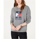 thumbnail image 2 of Tommy Hilfiger Sudadera con orificio para el pulgar para mujer, gris, XS Tommy Hilfiger Camisa de entrenamiento, 2 of 2